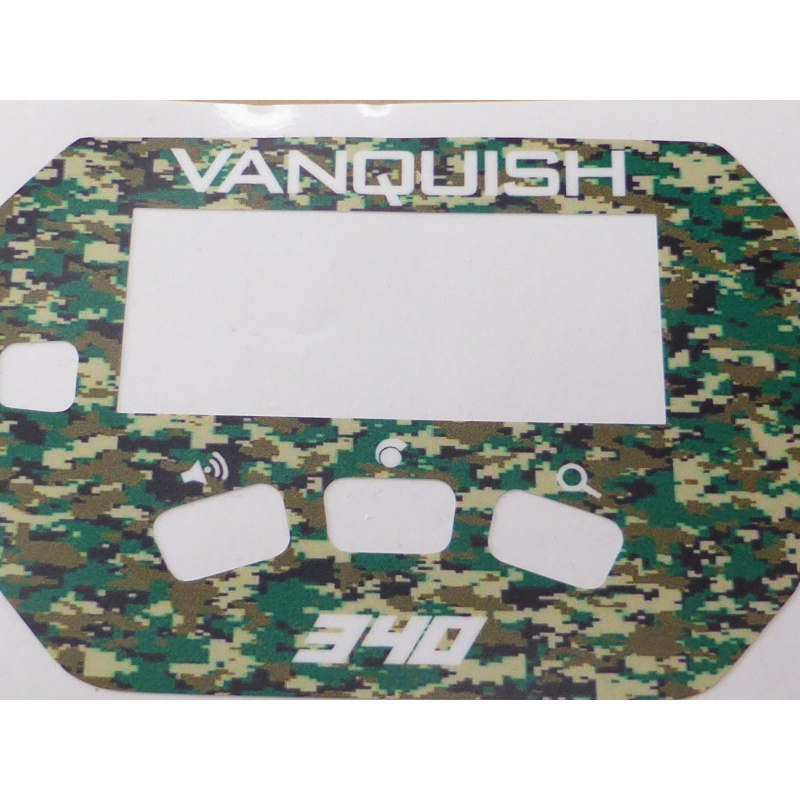 A MINELAB Vanquish 340 Keypad sticker in Green Camo