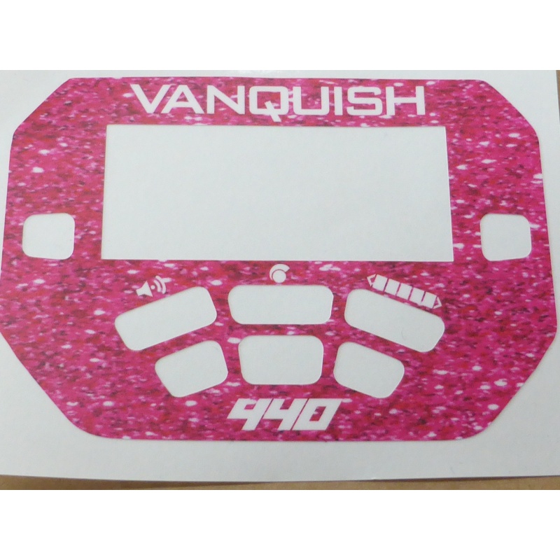 A MINELAB Vanquish 440 Keypad sticker in Pink Sparkle