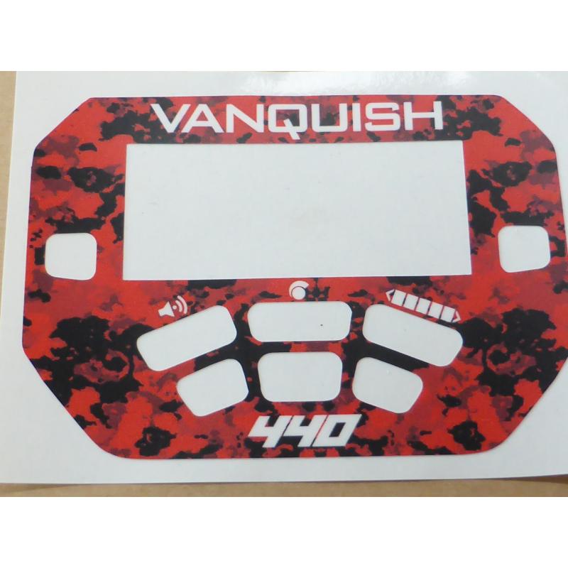 A MINELAB Vanquish 440 Keypad sticker in Red Camo
