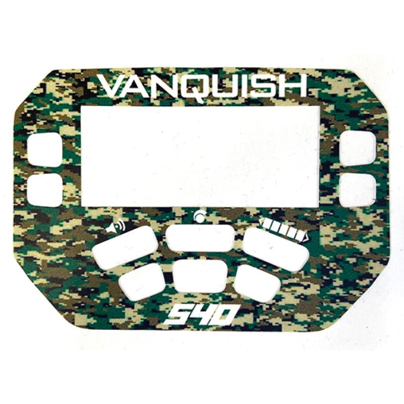 A MINELAB Vanquish 540 Keypad sticker in Green Camo